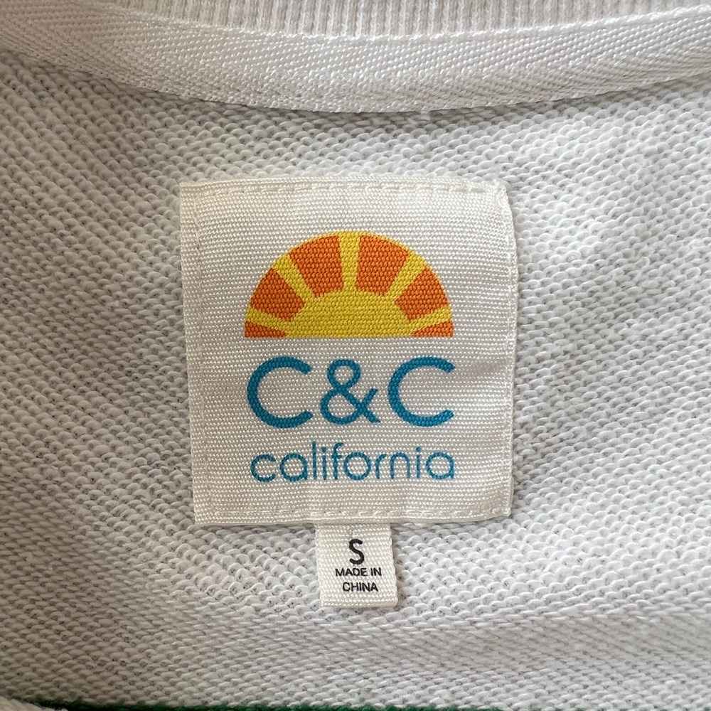 C&C California Green White Striped Long Sleeve Top Size S Casual Basic - Picture 4 of 9